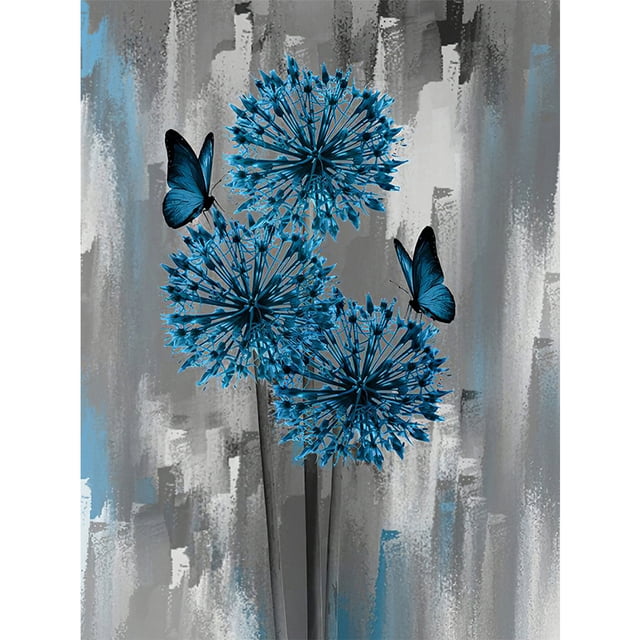 Hilo algodón ecológico bordado 11CT 3 hebras impresión 40x50cm kit serie flores punto cruz flores azules (SZX-C362)