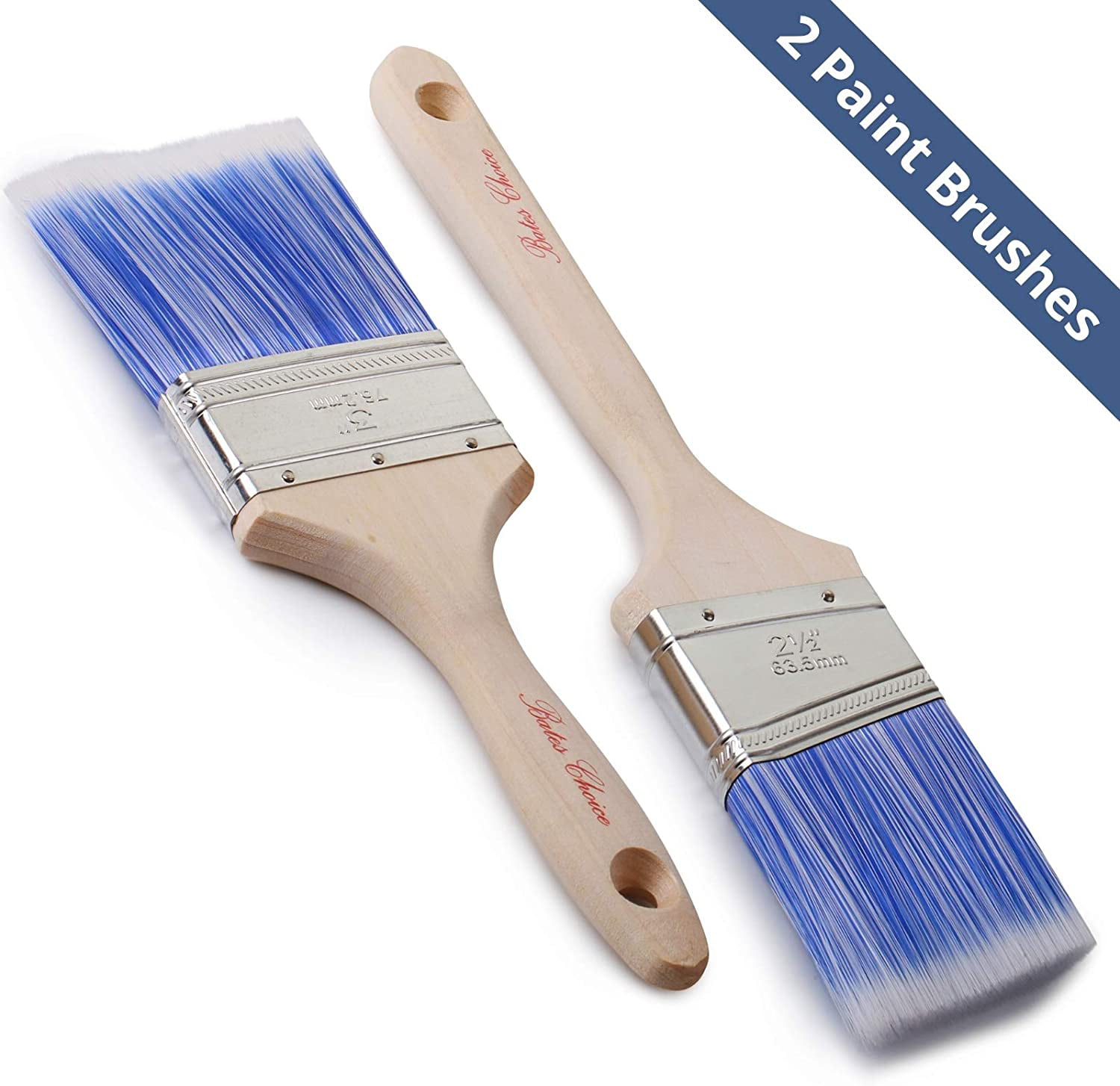 2 Bates Paint Brushes and 1.5 Angled Treated Wood Handle, 2.5 4 Pieces 3 