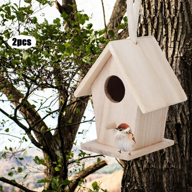 2x maisons d'oiseaux en bois / nichoirs avec table d'alimentation - maisons  d'oiseaux