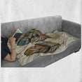 thumbnail image 6 of Feather Soft Flannel Fleece Throw Blanket, Hand Drawn Quills Composition on Beige Paint Smear Background, Cozy Plush for Indoor and Outdoor Use, 50" x 60", Beige Multicolor, by Ambesonne, 6 of 6