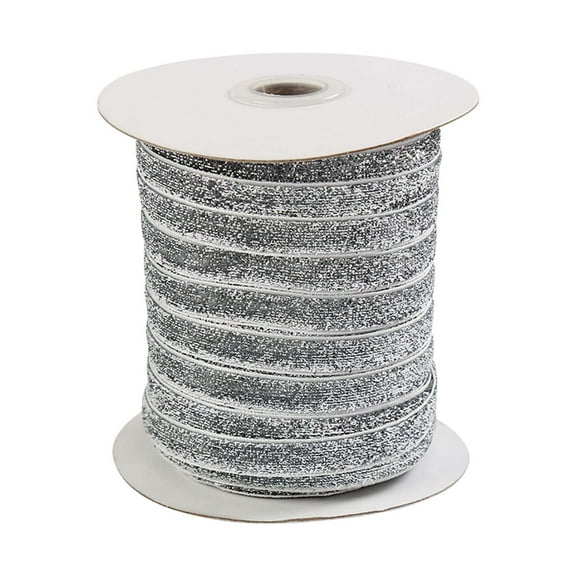 Btomtd 1800"x0.39" Colorful Ribbon for Bows and Gift Packaging Spool Christmas Ornaments Ribbon for Clothing and Craft Accessories, Silver