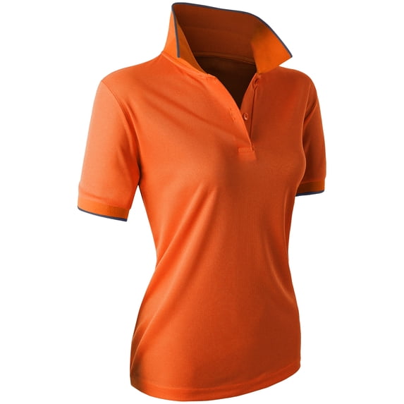 Doublju Women's Sport Wear 2-Button Polo Short Sleeve Shirt