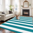 thumbnail image 3 of Teal Striped Large Area Rugs for Bedroom Living Room, Soft Non Slip Carpet Bedside Rug, Simple Art Vertical Stripe Farmhouse Rectangular Floor Cover Kitchen Accent Rug 5'x8' for Dining Room/Office, 3 of 9