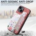 thumbnail image 2 of Allytech iPhone 14 Wallet Case with Zipper Pocket & Cards Holder, Floral Pattern PU Leather Back Cover for Girls Women Shockproof Stand Magnetic Phone Case for Apple iPhone 14 - Pink, 2 of 9