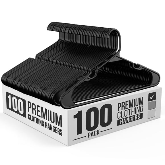 Paquete de 100 perchas de plástico para camisas, pantalones, abrigos, vestidos y faldas