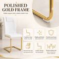 thumbnail image 6 of JUFU Set of 4 White Faux Leather Dining Chairs with Gold Metal Legs, Upholstered High Back Chairs for Dining Room Kitchen, 6 of 7