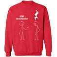 thumbnail image 2 of OXI Crewneck Sweatshirt - Stop You're Under a Rest,Basic Casual Sweatshirts for Men's and Women Fleece Sweatshirt Long Sleeve- Red Small, 2 of 2