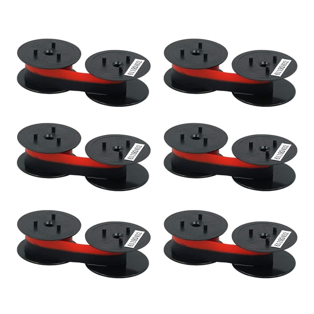 Printerfield GR.24 (6 Pack) Spool Calculator Ribbon/Typewriter Ribbon Cal.Ribbon GR24/GR41/GR42 for Star DP8340 - Black/Red