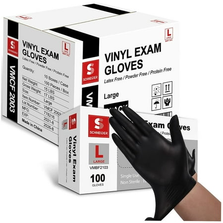 

Gloves Black Vinyl Exam Gloves Latex-Free Powder-Free X-Large Pack Of 1000 Black