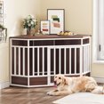 thumbnail image 3 of Dextrus 52 Inch Corner Dog Crate Furniture, Corner Heavy Duty Dog Kennel with Mesh Door, Wooden Dog House for Large/Medium/Small Dog, 3 of 10