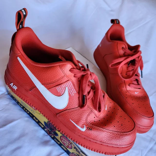 Ni - ke Ni - ke Air Force 1 '07 LV8 Overbranding Team Orange 13 Sneakers Shoes AJ7747-800