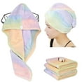 thumbnail image 3 of 2 Pack Microfiber Hair Towel Wrap Rainbow Quick Dry Super Absorbent Twist Turban Drying Hair Caps, 3 of 5