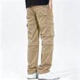 thumbnail image 3 of Men Stretch Multi Pocket Cargo Pants Straight Leg Zip Off Water Repellent Lightweight Travel Pants, 3 of 9