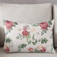 thumbnail image 3 of Pink Rose Floral Throw Pillow Cover,Green Leaves Rustic Seasonal Herb Rectangle Decorative Pillow Case Protector Soft Cushion Cover Lumbar Pillowcase for Couch Sofa Bedroom Car Chair Decor 20x36 Inch, 3 of 8