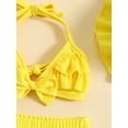 thumbnail image 6 of Bagilaanoe Newborn Baby Girls Swimsuits 3 Piece Bikinis Set Ruffle Sleeveless Tops + Shorts + Hat 6M 12M 18M 24M Infant Swimwear Bathing Suit Beachwear, 6 of 9