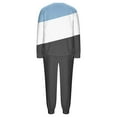 thumbnail image 6 of FNFYFH Womens Color Block Sweatsuit Fleece 2 Piece Outfit Long Sleeve Crew Neck Pullover and Jogger Set Soft Pajamas Sets, 6 of 7