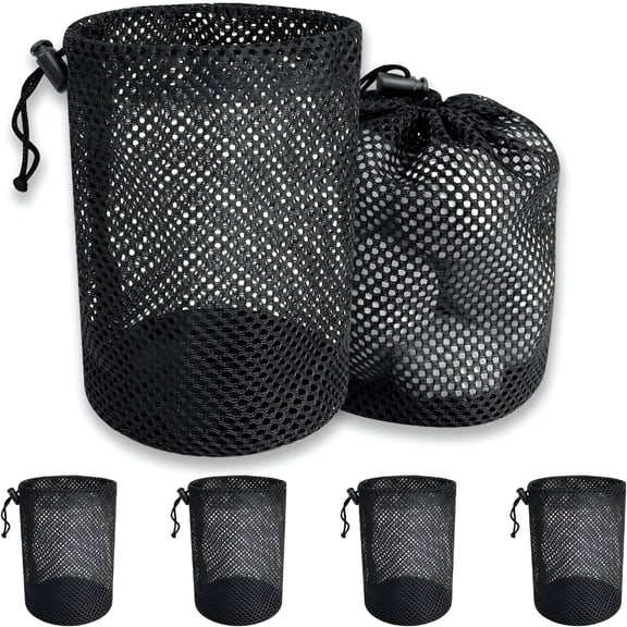 XIBUFE 2026 New Golf Ball Storage Bag-6 Pack Mesh Bags with Drawstring, Golf Shag Bag Organizer, Sports Equipment Organizer Sack, for Collecting Half Balls Tennis Beach Travel