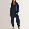 thumbnail image 4 of Idoravan Fashion Jumpsuit for Women Jumpsuit for Women Long Sleeve Women's Fashionable Solid Color Casual Loose Fitting Jumpsuit Long Sleeved V-neck Jumpsuit Casual Pajama Pocket Jumpsuit, 4 of 9