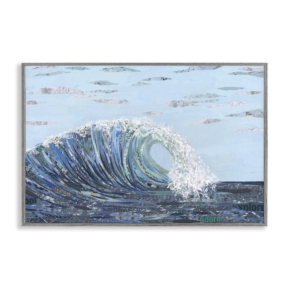 Stupell Industries Big Kahuna Wave Landscape Painting Gray Framed Art Print Wall Art, 24 x 16