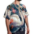 thumbnail image 2 of Swan Men's Casual Hawaiian Shirt Printed Button Down Short Sleeve Summer Beach Shirts Unisex, 2 of 6