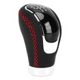 thumbnail image 2 of Manual Gear  Knob, Artificial Leather Sensitive Red Stitching Shifter Head With Replaceable Paster For Car, 2 of 8