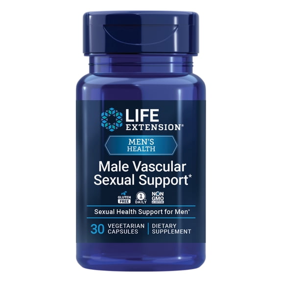 Life Extension Male Vascular Sexual Health Support - Hormone-Free Black Ginger Extract - 1 Daily, Gluten-Free, Vegetarian, Non-GMO - 30 Capsules