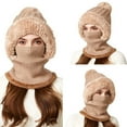 thumbnail image 4 of Beanie Hat with Scarf Skull Hats Warm Knitted Beanie Windproof Scarf Hat Beanie Hat for Women Hooded Scarf Ski Snow Hats Knitted Ski Hat Winter Scarf Set Face Cover&Neck Gaiter Khaki, 4 of 6