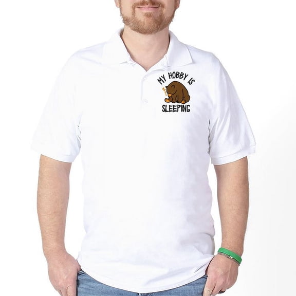 CafePress - My Hobby Is Sleeping Chill Grizzly Bear Golf Shirt - Golf Shirt, Pique Knit Golf Polo