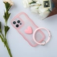 thumbnail image 4 of Pink Heart Phone Case Compatible with iPhone 12 pro, Cute 3D Love Heart Phone Case, Curly Wave Shape Clear Heart Phone Cover with Round Bracelet for Women Girls, 4 of 12