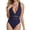 Blue, variant on QHFBli Women One Piece Swimsuit Sexy V Neck Bathing Suits Tummy Control Swimsuits Mesh Hollow Out Swimwear