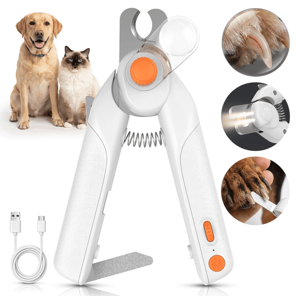 LAKWAR Professional Dog Nail Clipper - Lighted Dog Nail Trimmer for Large Dogs - Easy and Safe Pets Grooming Clippers - Cat Claw Trimmer with Nail File & Safety Guard