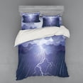 thumbnail image 2 of Ambesonne Grey Bedding Set 3 Pcs, Thunderstorm Dark Clouds, Twin XL, Blue, 2 of 3
