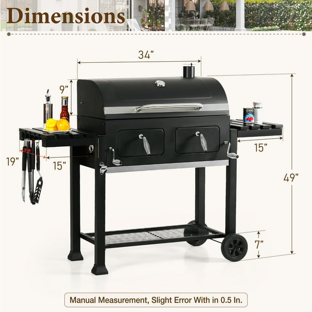 Summit Living 34'' Charcoal Grill Extra Large Portable BBQ Grill