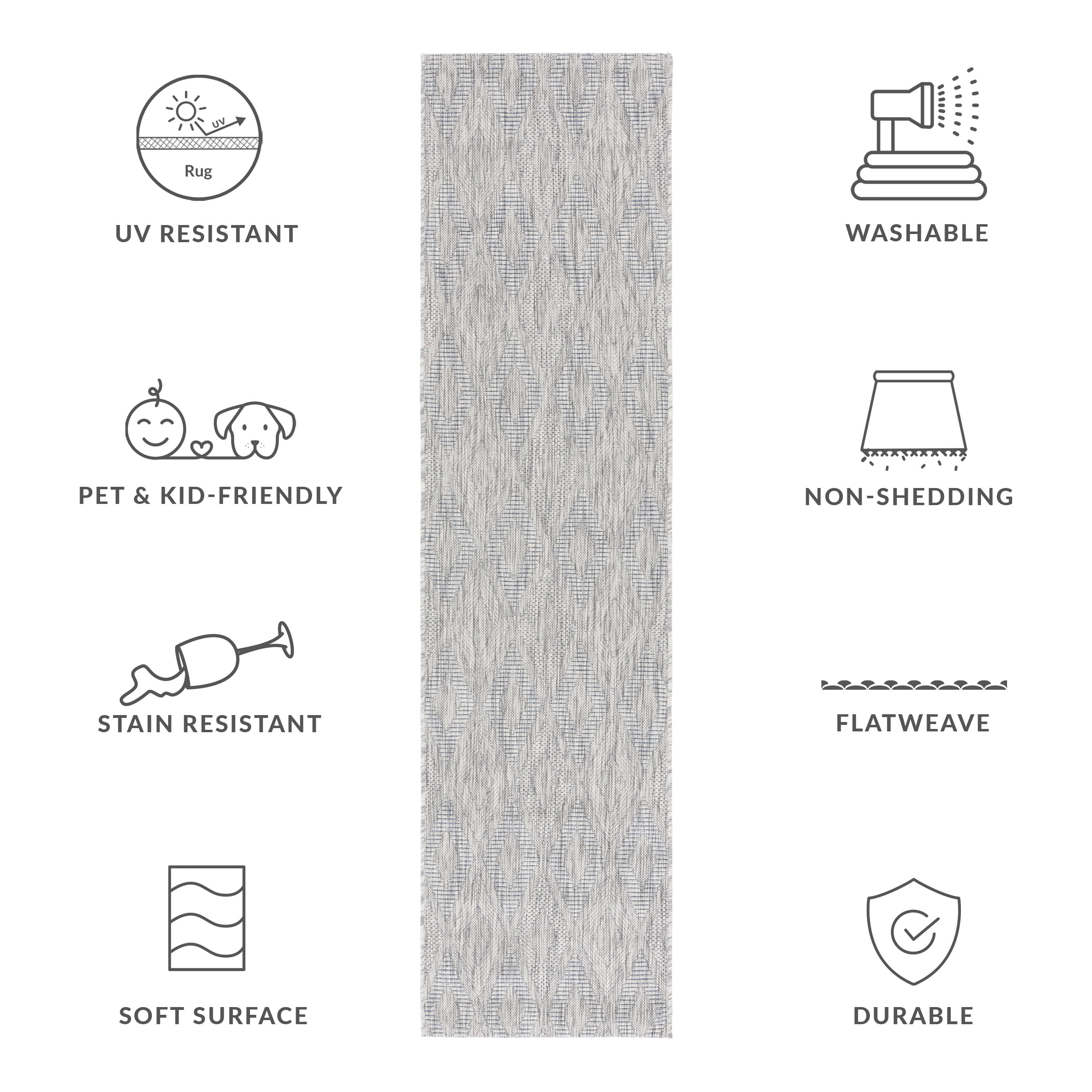 Safavieh Courtyard Teodor Geometric Indoor/Outdoor Runner Rug, Gray, 2'3" x 20'