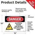 thumbnail image 2 of Electrical Hazard Low Voltage OSHA Danger Vinyl Decal Label 14 Inch x 10 Inch - 10 Pack, 2 of 6