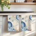 thumbnail image 7 of Navy Blue Shell Coastal Kitchen Towels Set of 2, Beige Starfish Coral Summer Beach Absorbent Dish Towels for Kitchen, Microfiber Hand Towel, Quick Drying Tea Towel for Cleaning Decorative Dishcloths, 7 of 7