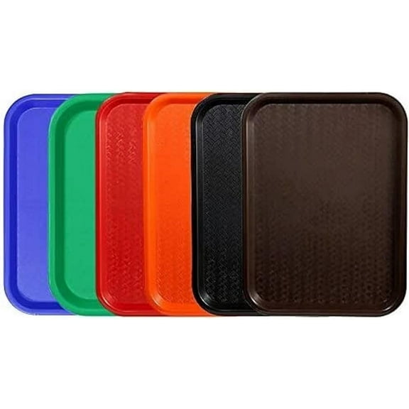 TrueCraftware- Set of 6 Plastic Fast Food Trays 10-1/2" X 13-5/8" Assorted Colors- Café Standard Cafeteria/ Fast Food Tray Restaurant Serving Trays Set for Coffee Table Kitchen