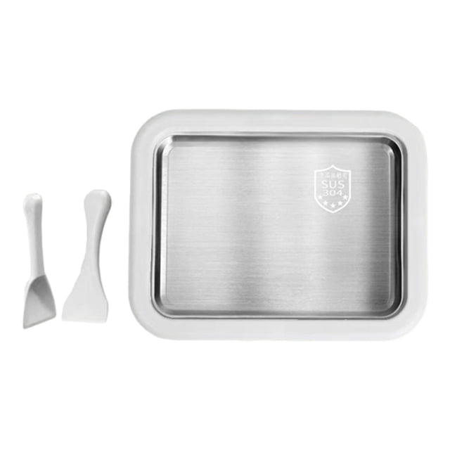 jifeng Ice Cream Maker Pan, with 2 Spatulas Kitchenware Compact DIY Home Use Yogurts Machine Ice Cream Cold Plate for Sorbet Yogurt White