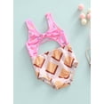 thumbnail image 4 of Baby Girls One-piece Swimsuits, Biscuit/Cake Print Sleeveless V-neck Cutout Bathing Suit Swimwear, 4 of 10