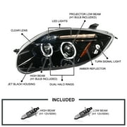 Spec-D Tuning LED Jet Black Dual Halo Projector Headlights Compatible with 2006-2012 Mitsubishi Eclipse, Left + Right Pair Headlamps Assembly