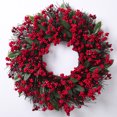 thumbnail image 2 of Coronas de Navidad para puerta de entrada de YeeNanee, coronas de pino y bayas rojas hechas a mano con hojas de ciprés, decoración navideña para pared y ventana del hogar, 2 of 5