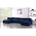 thumbnail image 2 of Maklaine Contemporary Navy Durable Linen Fabric Modular Sectional Sofa, 2 of 3
