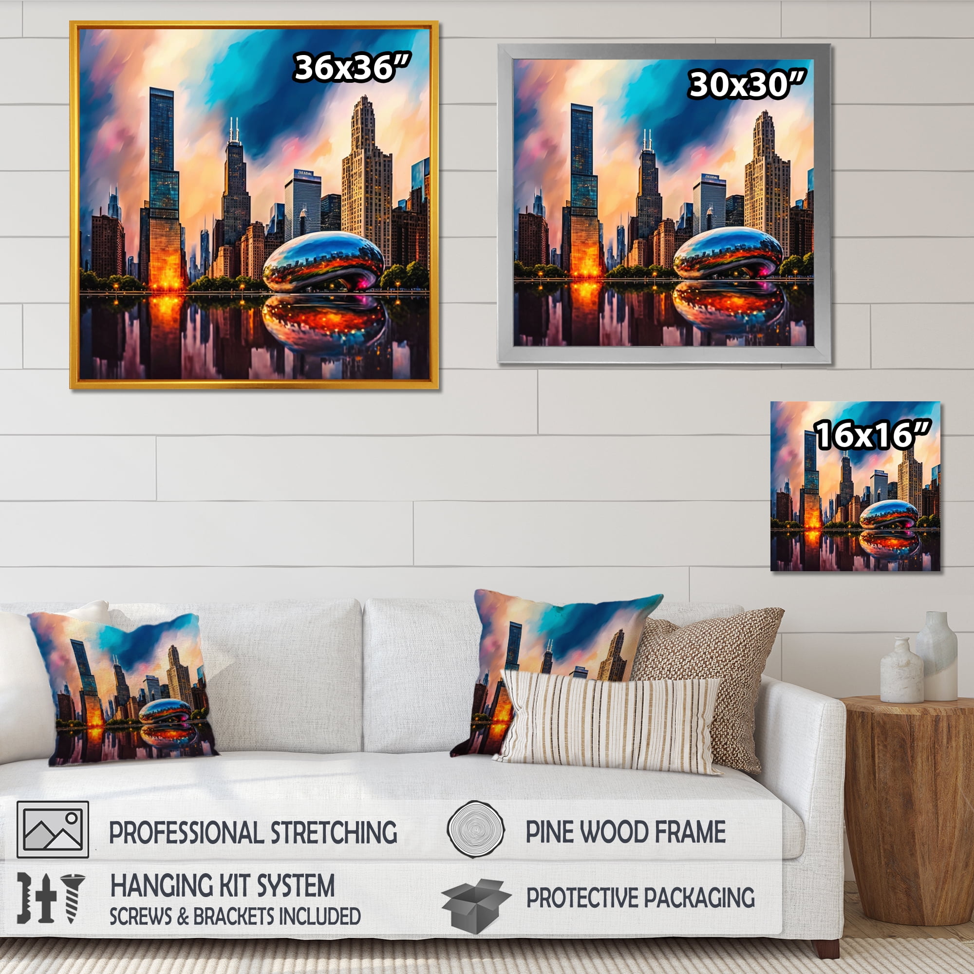 Designart Chicago City Architecture II Canvas Wall Art