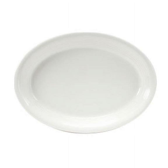 Tuxton China CWH-1352 13.5 in. x 9.75 in. Concentrix Oval Platter - Blanco  - 6 pcs