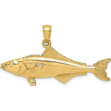 14K Yellow Gold 3-D Polished Cobia Fish Charm (16.25 X 41.1) Made In United States k8114