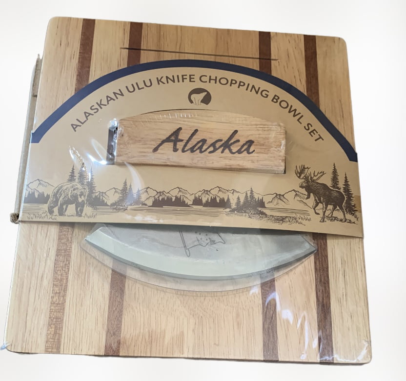 Bowl-Board Cutting Board, Double Sided Cutting Board with Cutting Board on  one side, Bowl on the Other, Alaskan Ulu Chopping Bowl-Board