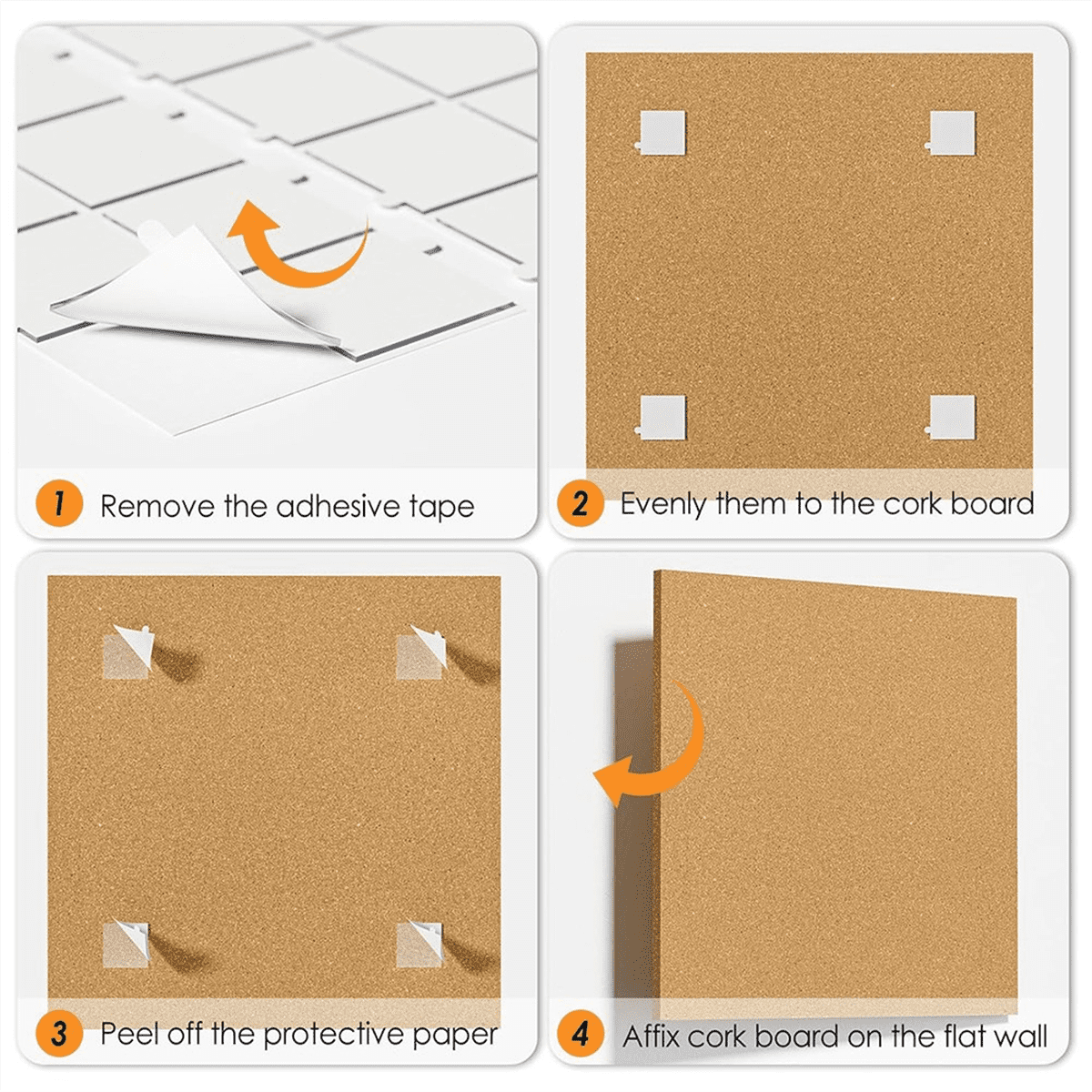 12inch x 12inch Cork Tiles, 6 Pack Cork Boards for Wall