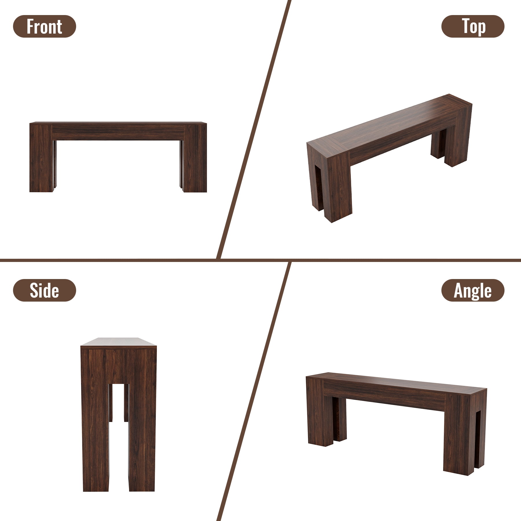 Extra Long Sofa Console Table for Entryway Living Room, 78-Inch Farmhouse Wood Behind Couch Table, Rectangular Accent Console with Wooden Double Base for Hallway Foyer Entrance, Walnut Brown