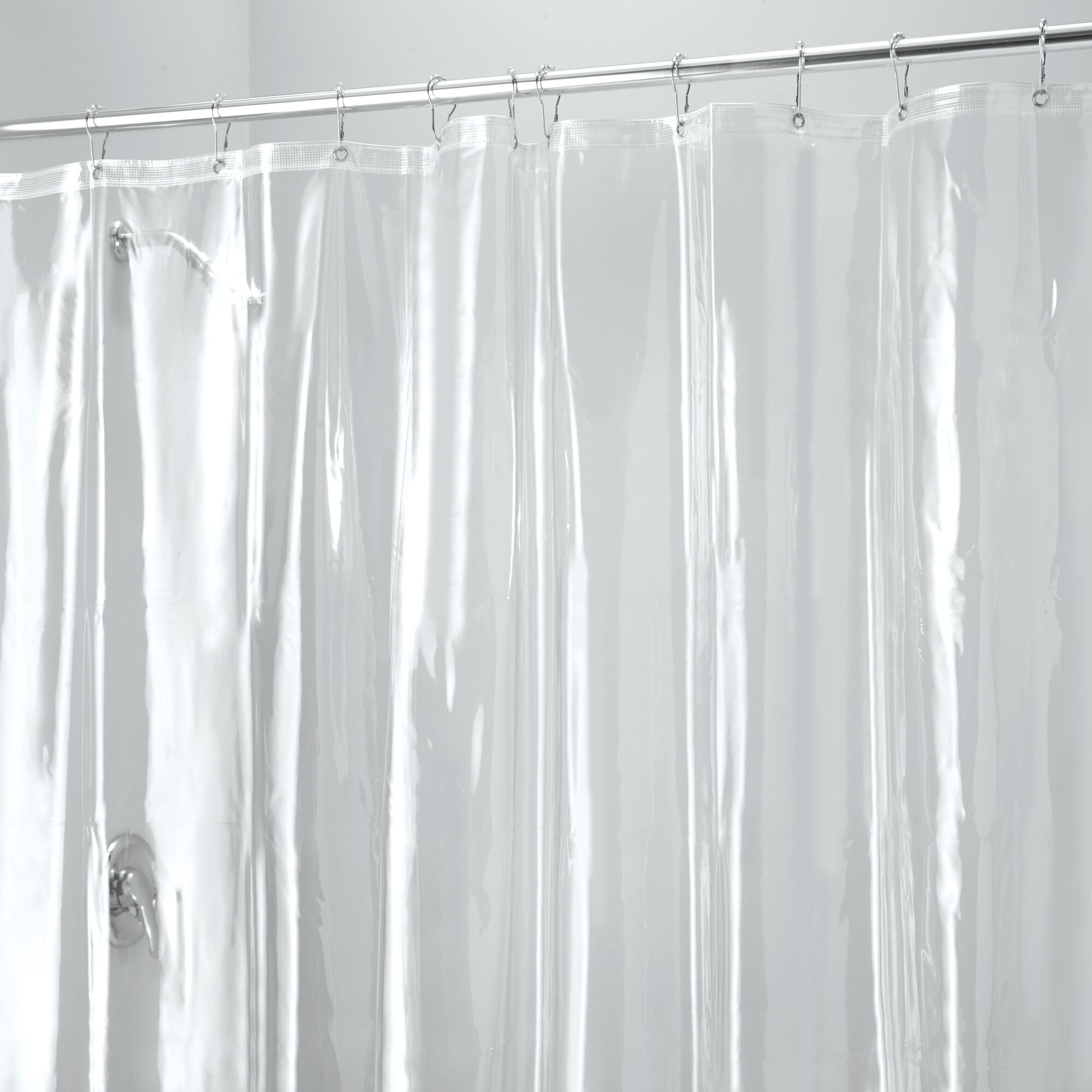 iDesign Vinyl Shower Curtain Liner with 12 Grommets and Weighted Magnets - 72" x 96" - Clear