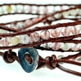 thumbnail image 4 of 26" Pink Clear Quartz Gemstone on Genuine Brown Leather Wrap Bracelet, 4 of 4